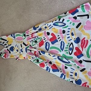 Stella McCartney White Maxi Dress with Multicolor Abstract Print